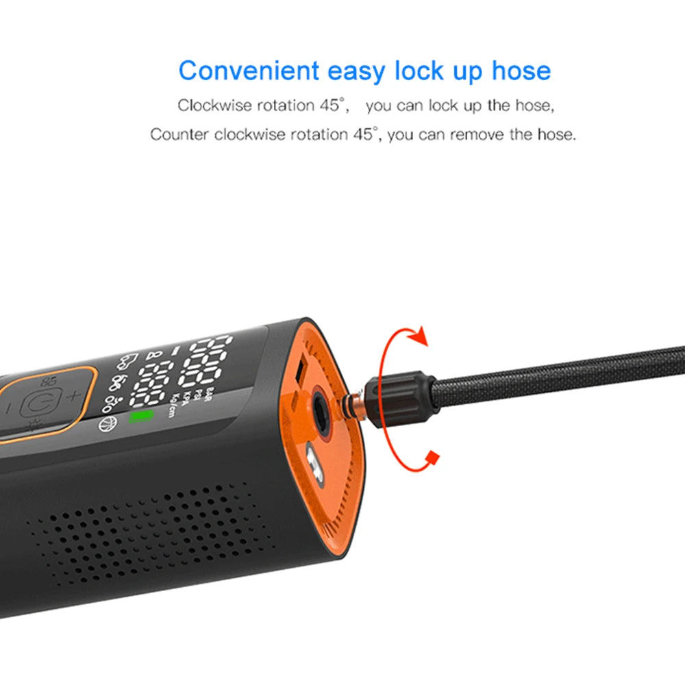 Portable Tire Inflator for Tesla (USB, Pressure Gauge, 100% Cordless)