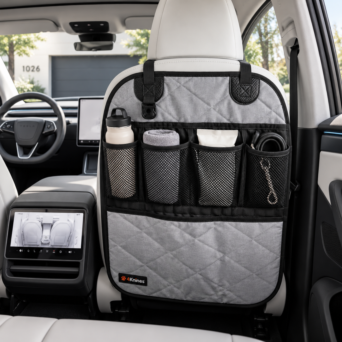 Tesla Model Y,3,S,X, and Cybertruck Car Seat Back Organizer – Backseat Storage & Protector for Kids & Pets