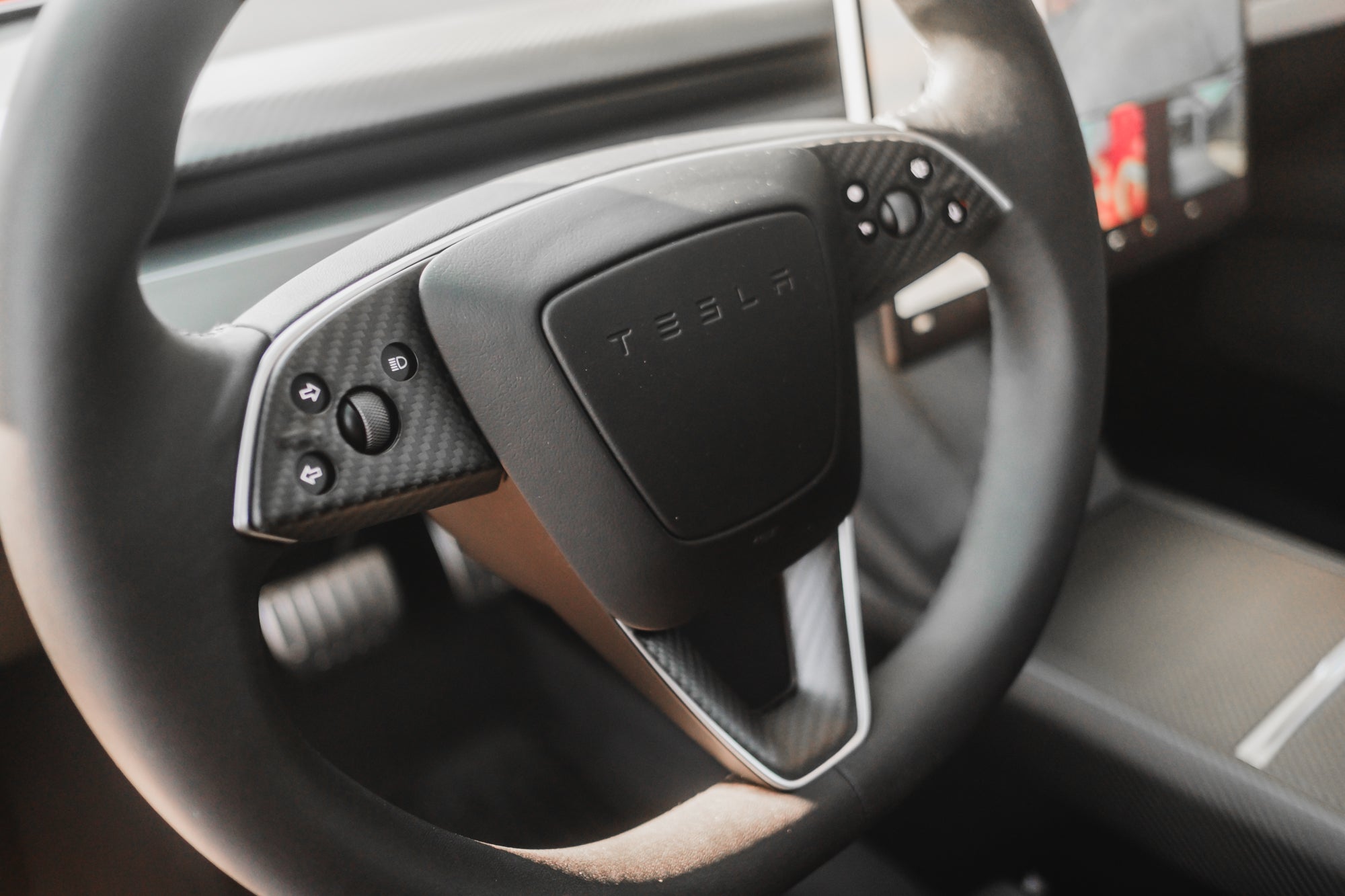 Tesla Model 3 Genuine Dry Carbon Fiber Steering Wheel Button Covers