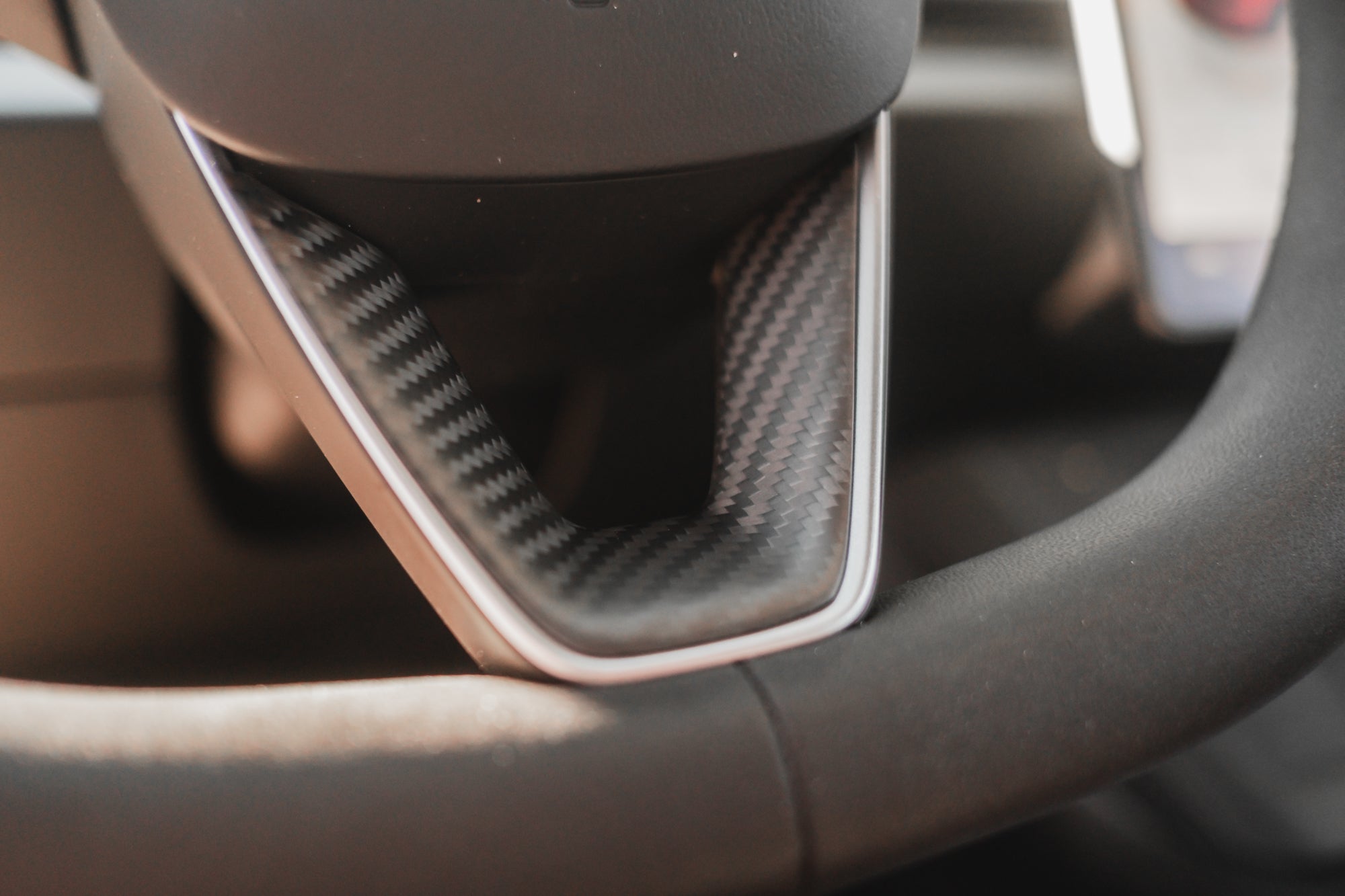 Tesla Model 3 Highland Genuine Dry Carbon Fiber Steering Wheel Button Covers
