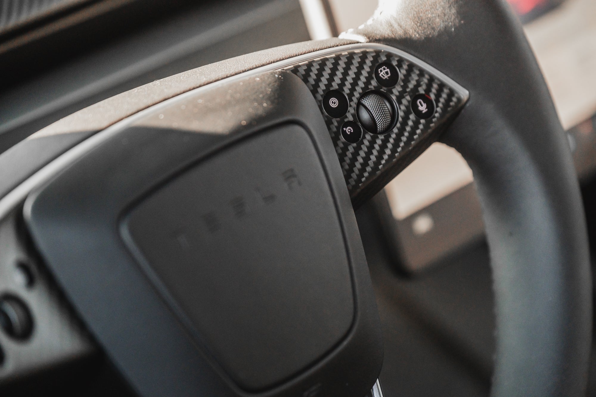 Tesla Model 3 Highland Genuine Dry Carbon Fiber Steering Wheel Button Covers