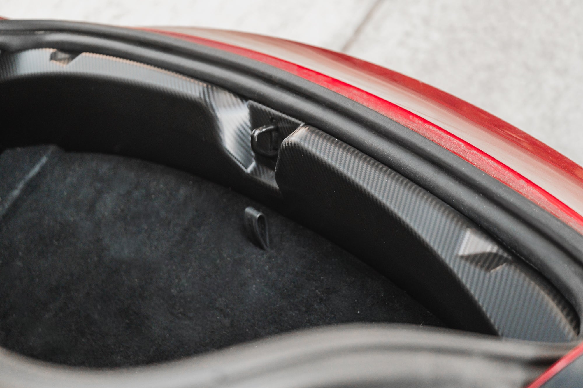 Tesla Model 3 Highland Trunk Sill Protector Carbon Fiber Pattern