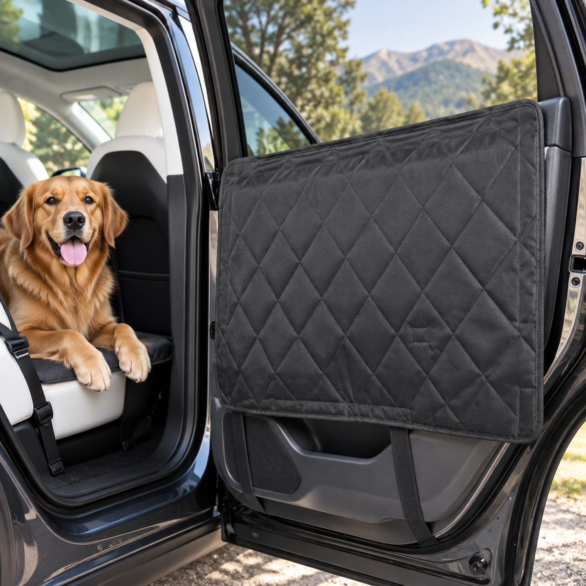 Tesla Car Door Protectors for Dogs Quilted Door Covers - Large 2-Pack