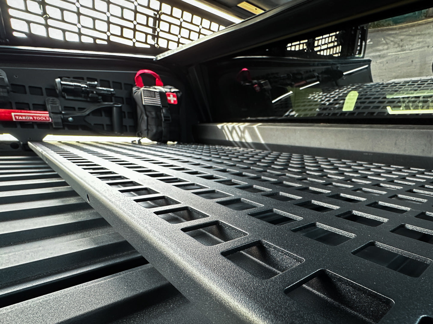 Tesla Cybertruck L-Track MOLLE Bed Cargo Shelf