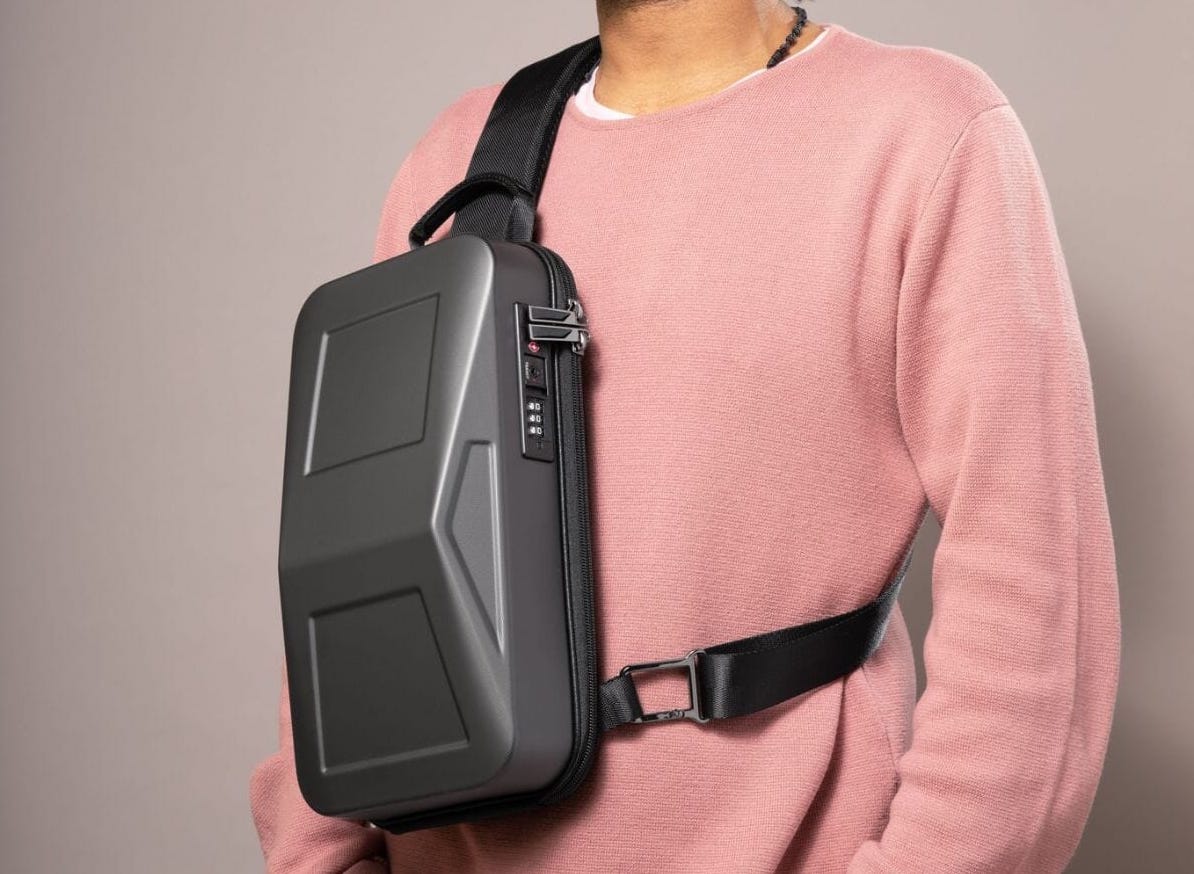 Tesla Cybertruck-inspired Cyber Sling Messenger Bag (USB, TSA Lock, Anti-theft)