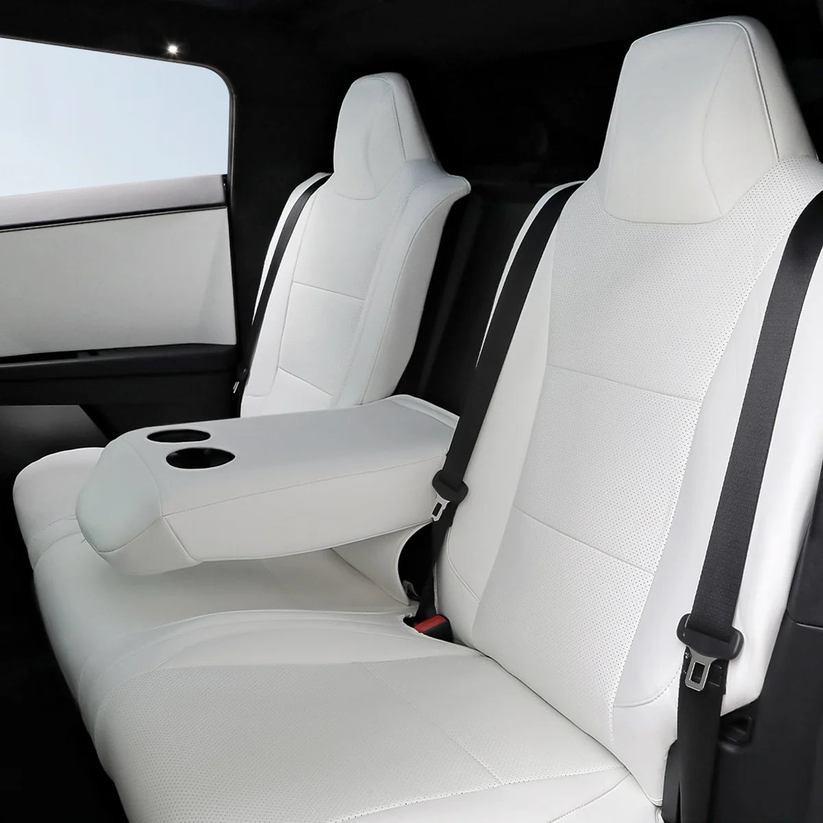 Tesla Cybertruck White Interior Seat Cover Set - Embroidered Edition