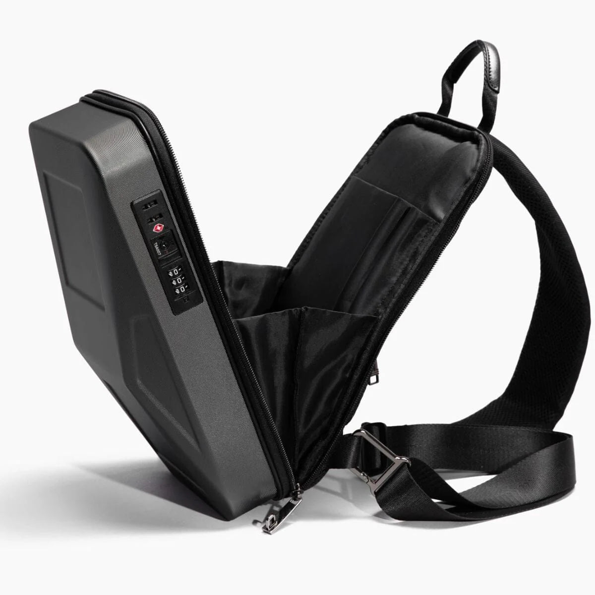 Tesla Cybertruck-inspired Cyber Sling Messenger Bag (USB, TSA Lock, Anti-theft)