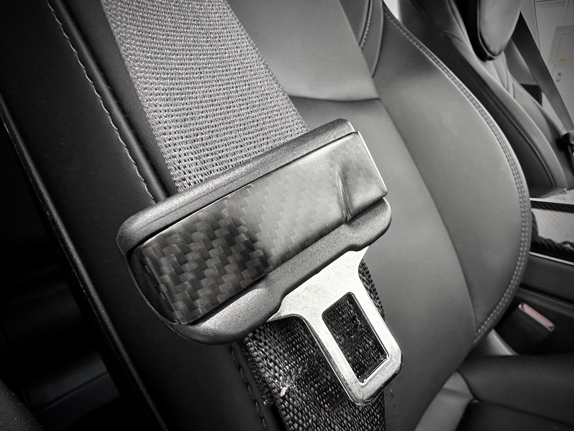 Tesla Model Y Real Carbon Fiber Seat Belt Fascia Cover (2pc)