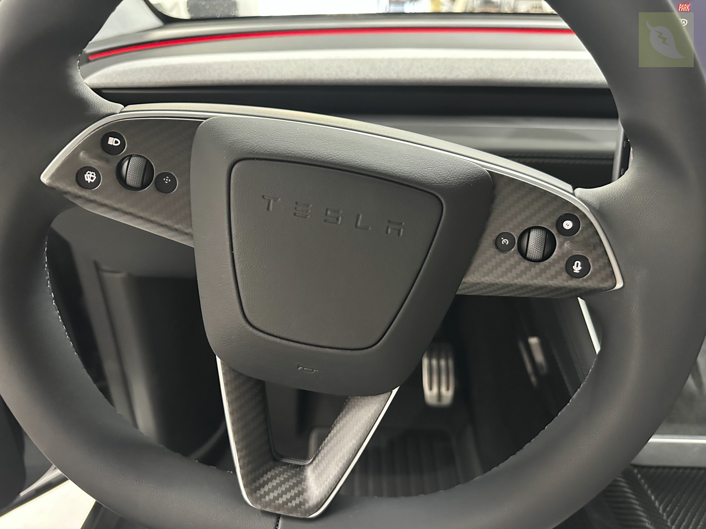 Tesla Model Y Carbon Fiber Steering Wheel Accents
