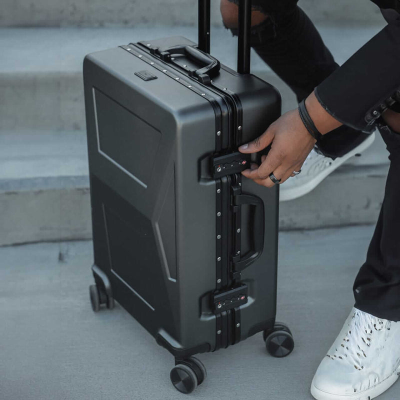 Tesla Cybertruck-inspired CyberLuggage Carry-on Suitcase (40L, USB port, TSA Lock)