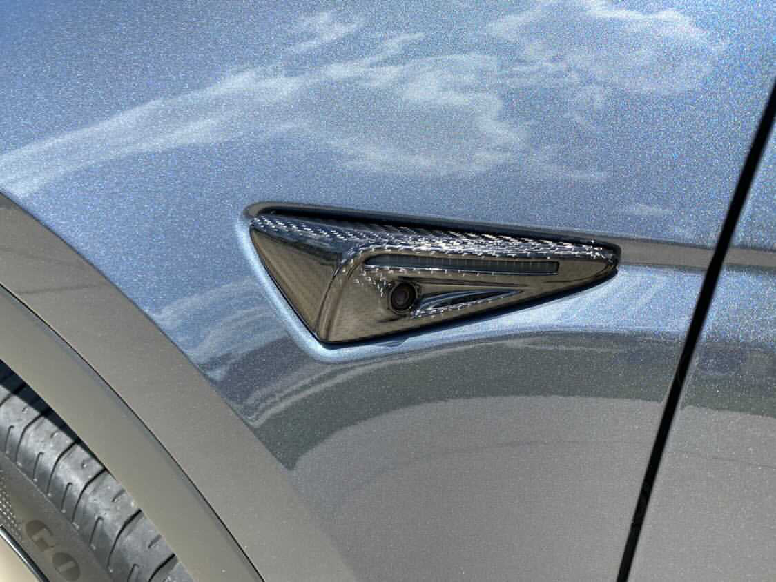 Tesla Model S/3/X/Y (Including Model Y Juniper HW 4.0) Carbon Fiber Side Camera Full Covers
