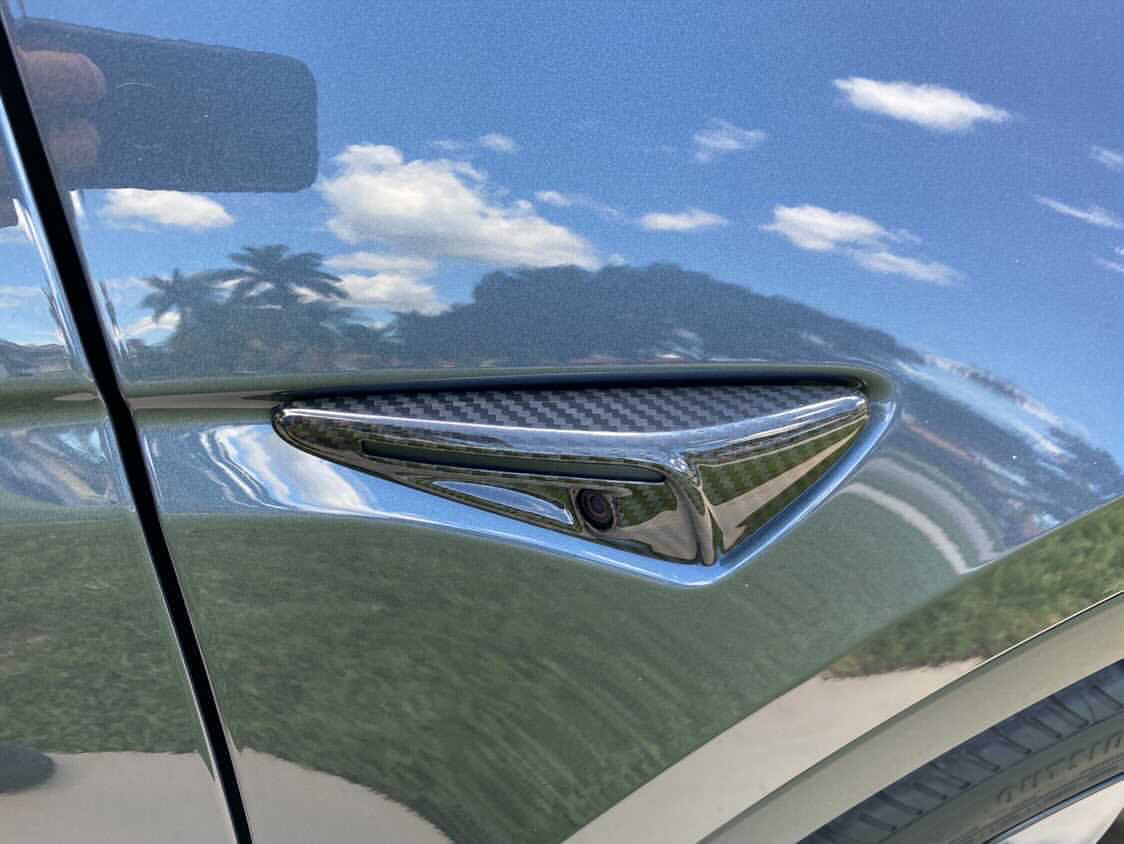 Tesla Model S/3/X/Y (Including Model Y Juniper HW 4.0) Carbon Fiber Side Camera Full Covers