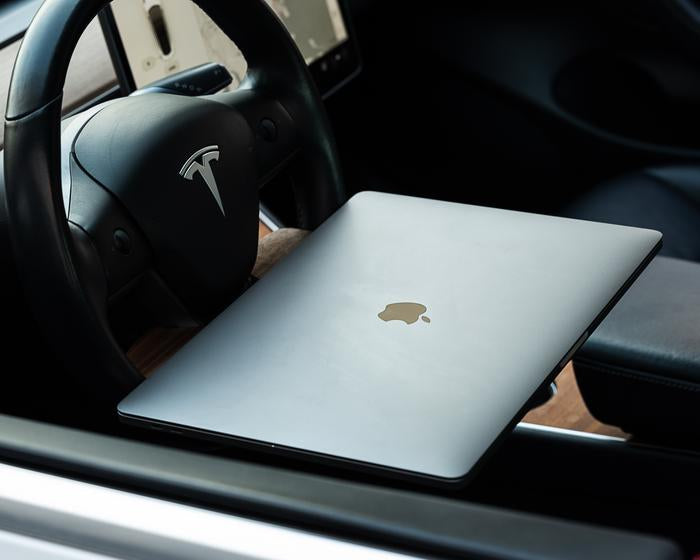 Tesla 'DeskWedge' Steering Wheel Desk (Real Wood)