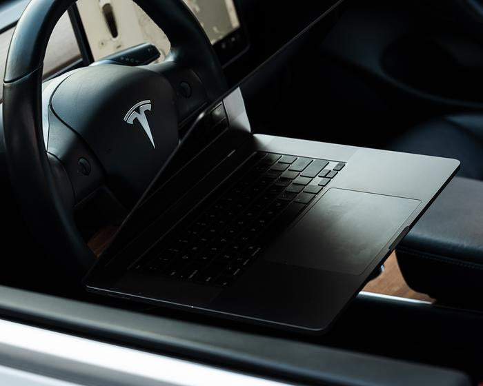 Tesla 'DeskWedge' Steering Wheel Desk (Real Wood)