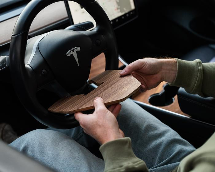 Tesla 'DeskWedge' Steering Wheel Desk (Real Wood)