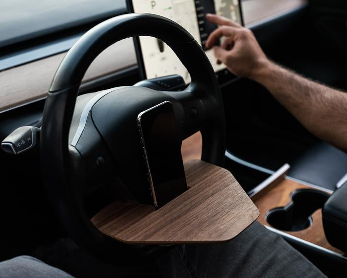 Tesla 'DeskWedge' Steering Wheel Desk (Real Wood)