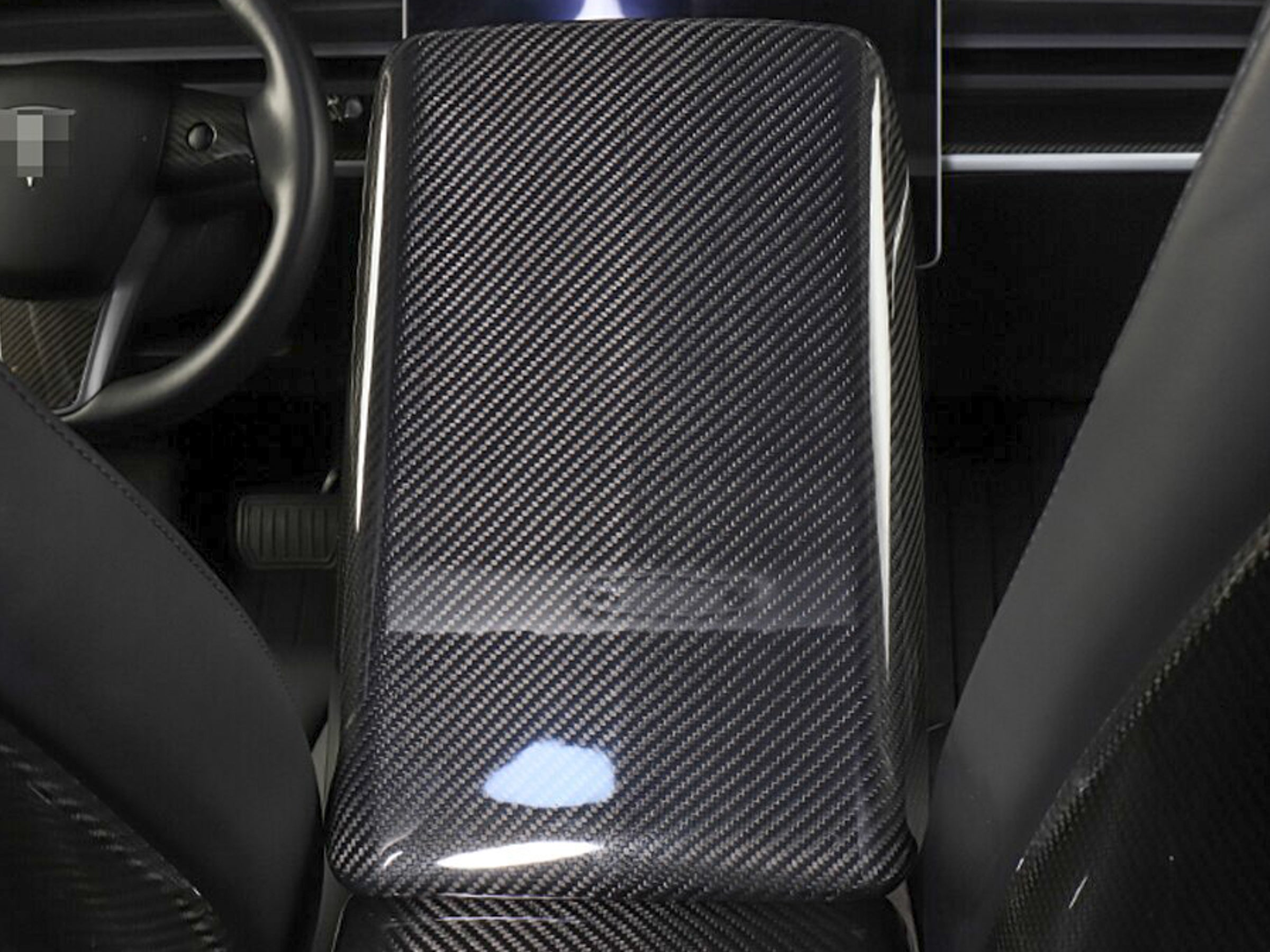 Tesla Model 3 Genuine Carbon Fiber Armrest Cover