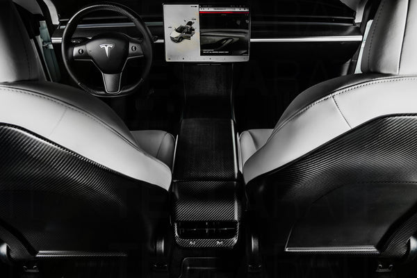 Tesla Model 3, Y, Rear Air Vent Outlet Cover Cap, Carbon Fiber, 2017-2