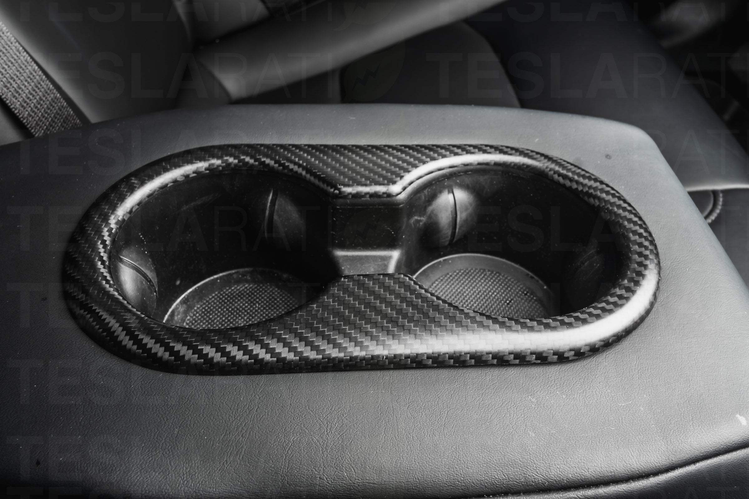 Tesla Model 3 Genuine Carbon Fiber Backseat Cup Holders Cover