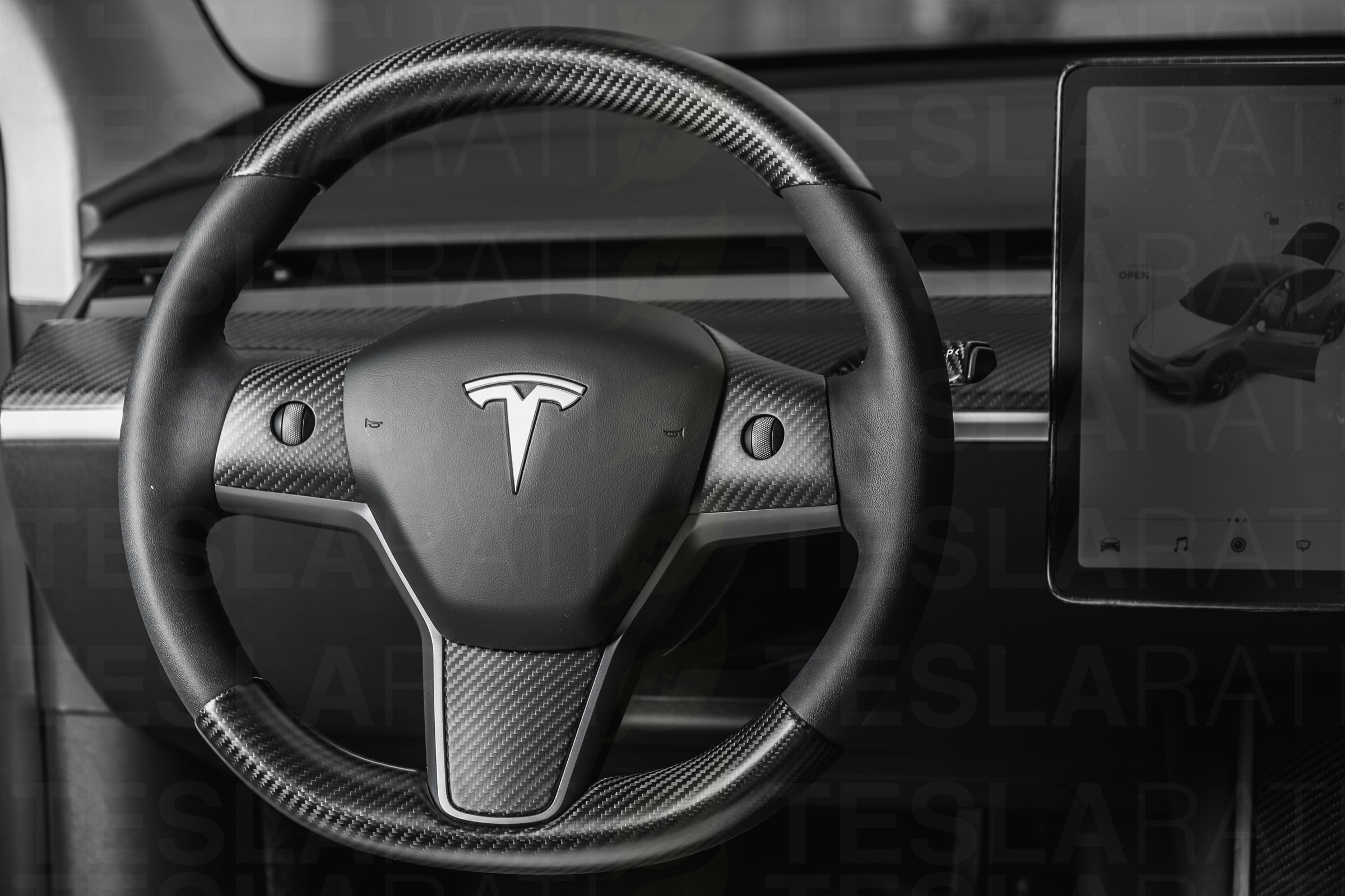 Tesla Model 3 & Y Genuine Carbon Fiber Steering Wheel Caps (2-pc)