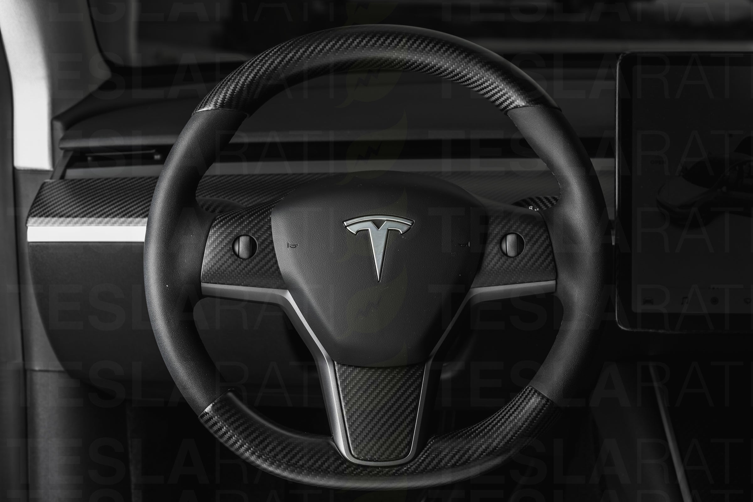 Tesla Model 3 & Y Genuine Carbon Fiber Steering Wheel Caps (2-pc)