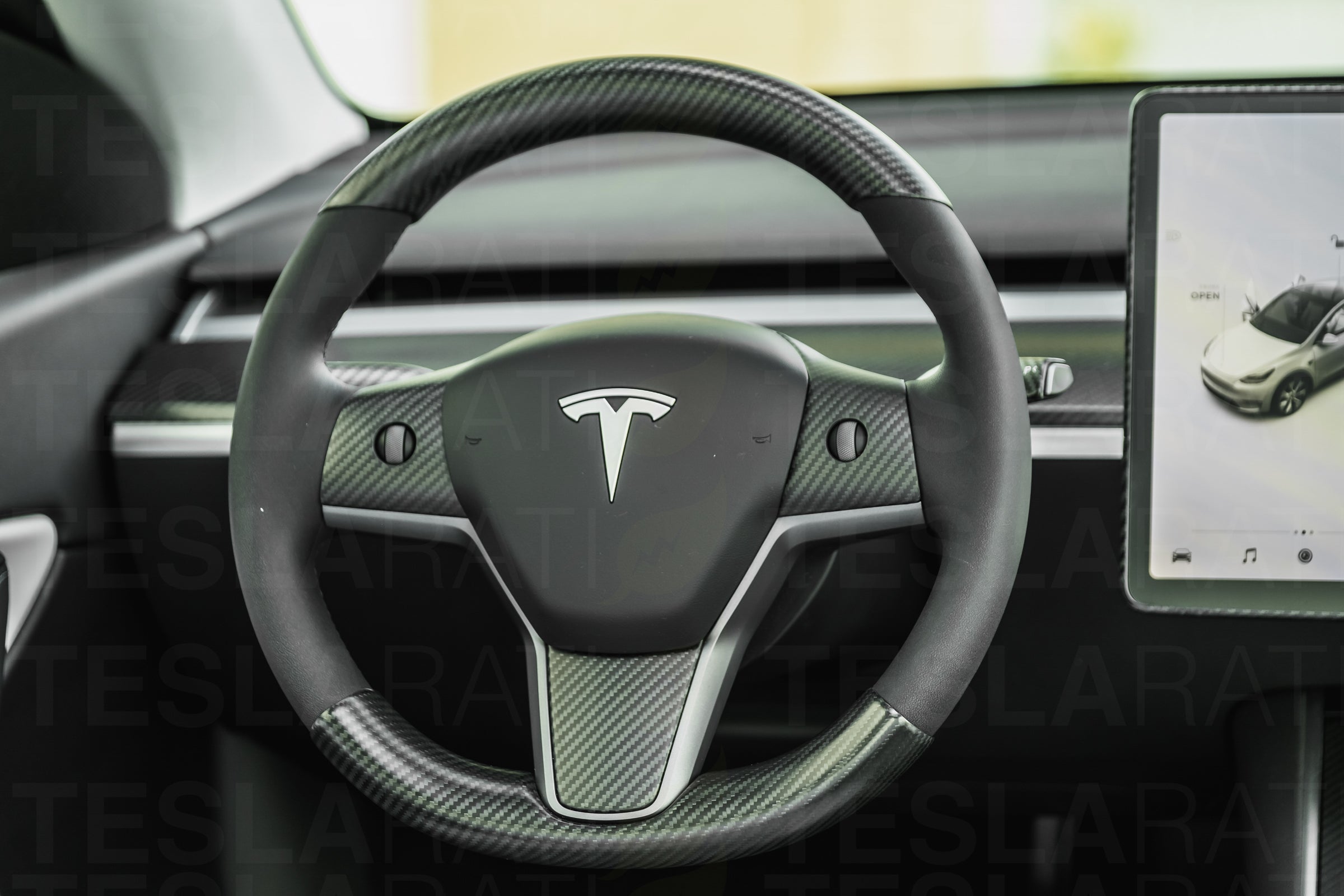 Tesla Model 3 & Y Genuine Carbon Fiber Steering Wheel Caps (2-pc)