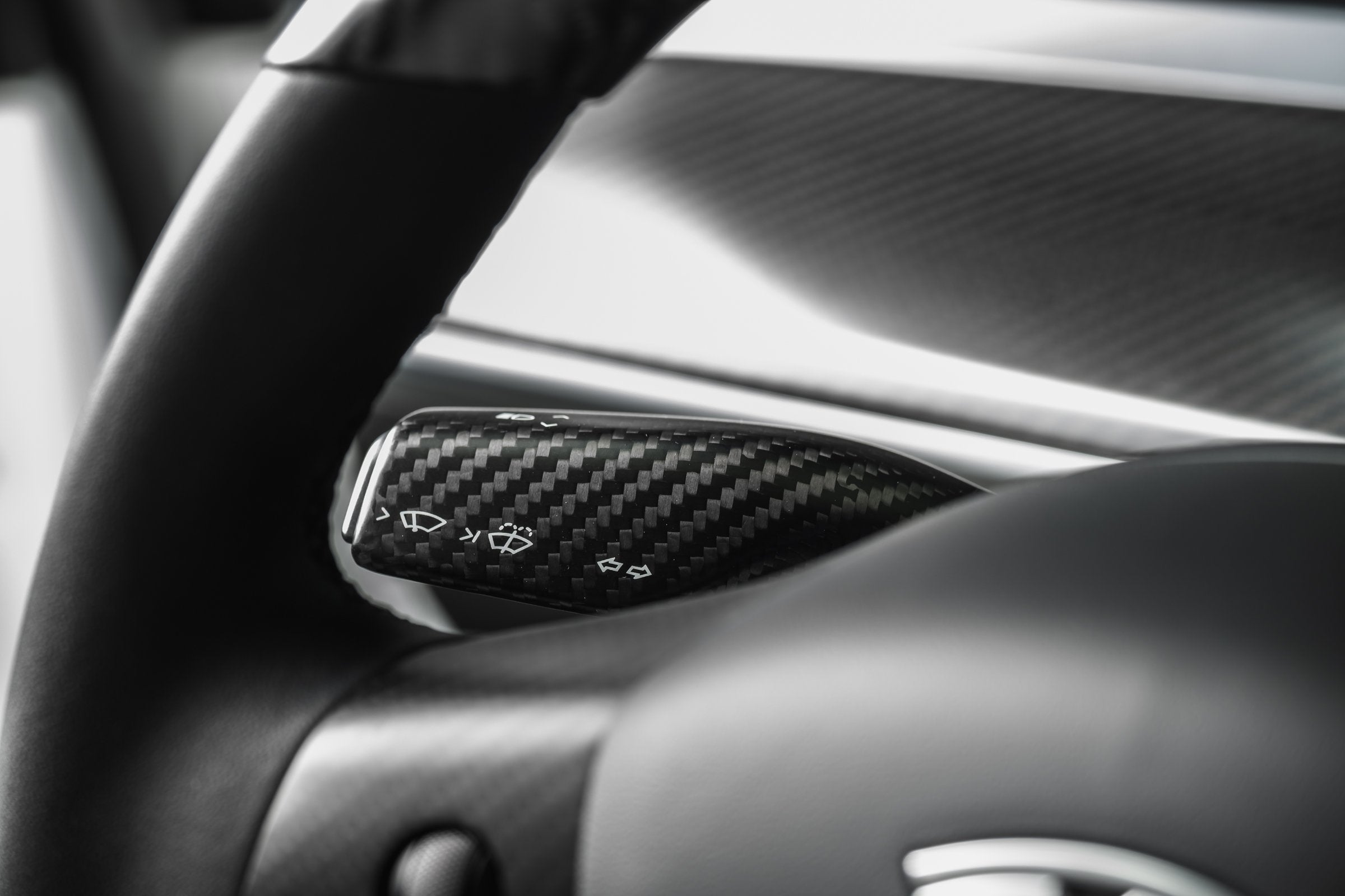 Tesla Model Y Carbon Fiber Steering Wheel Accents