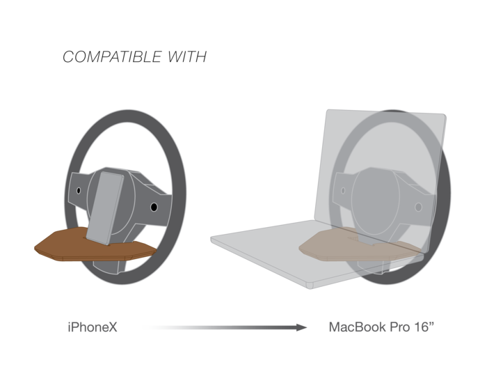 Tesla 'DeskWedge' Steering Wheel Desk (Real Wood)