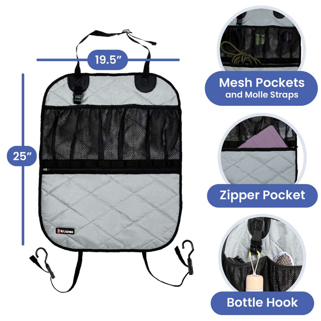 Car Seat Back Organizer – Backseat Storage & Protector for Kids & Pets
