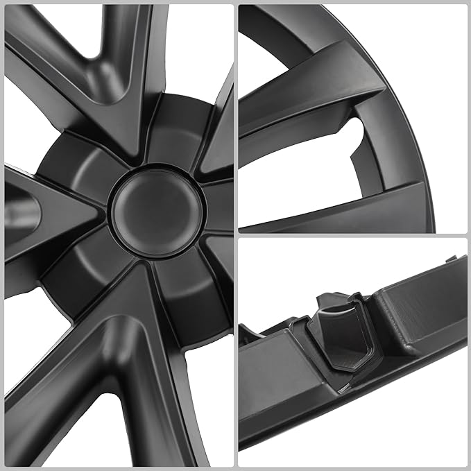 Tesla Model 3 Black (18-in) Arachnid Style Wheel Cover Set