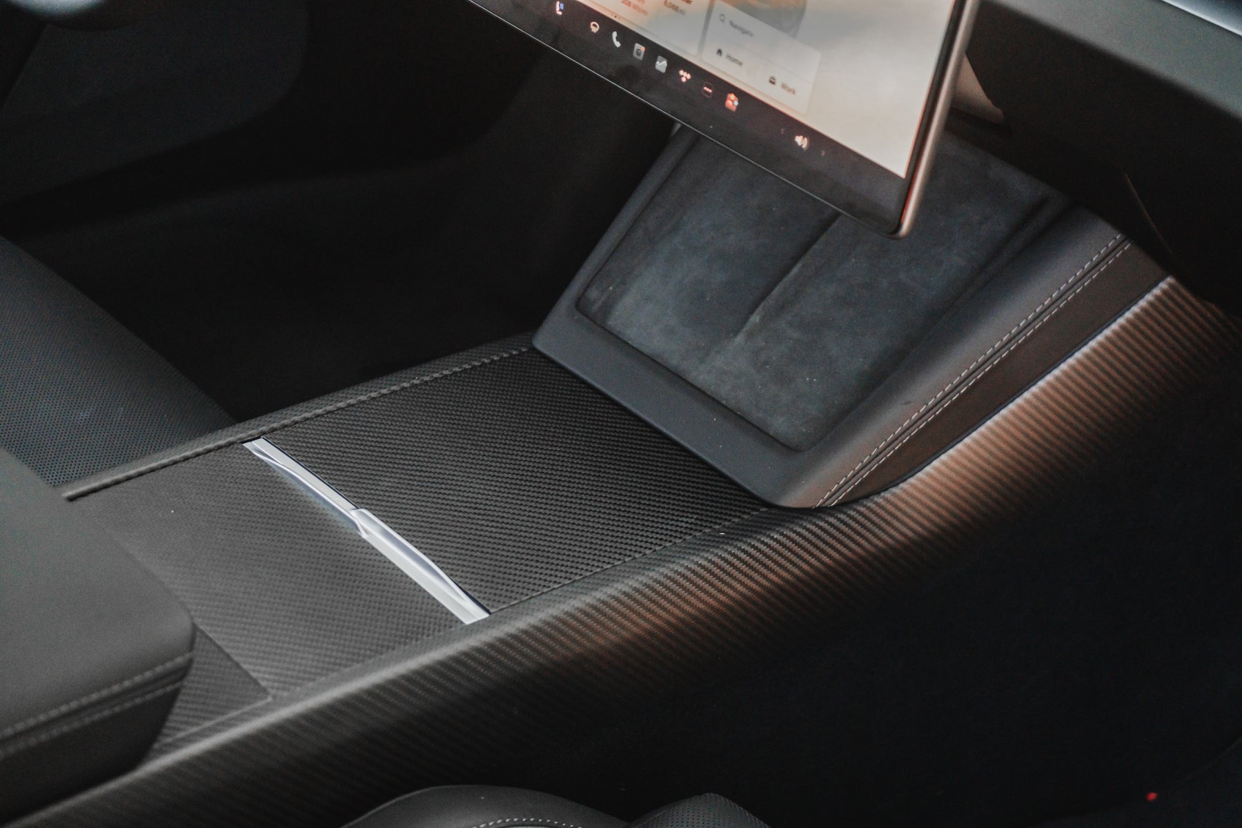 Dry Carbon Fiber Center Console Cover For Model Y Juniper / Model 3 Highland