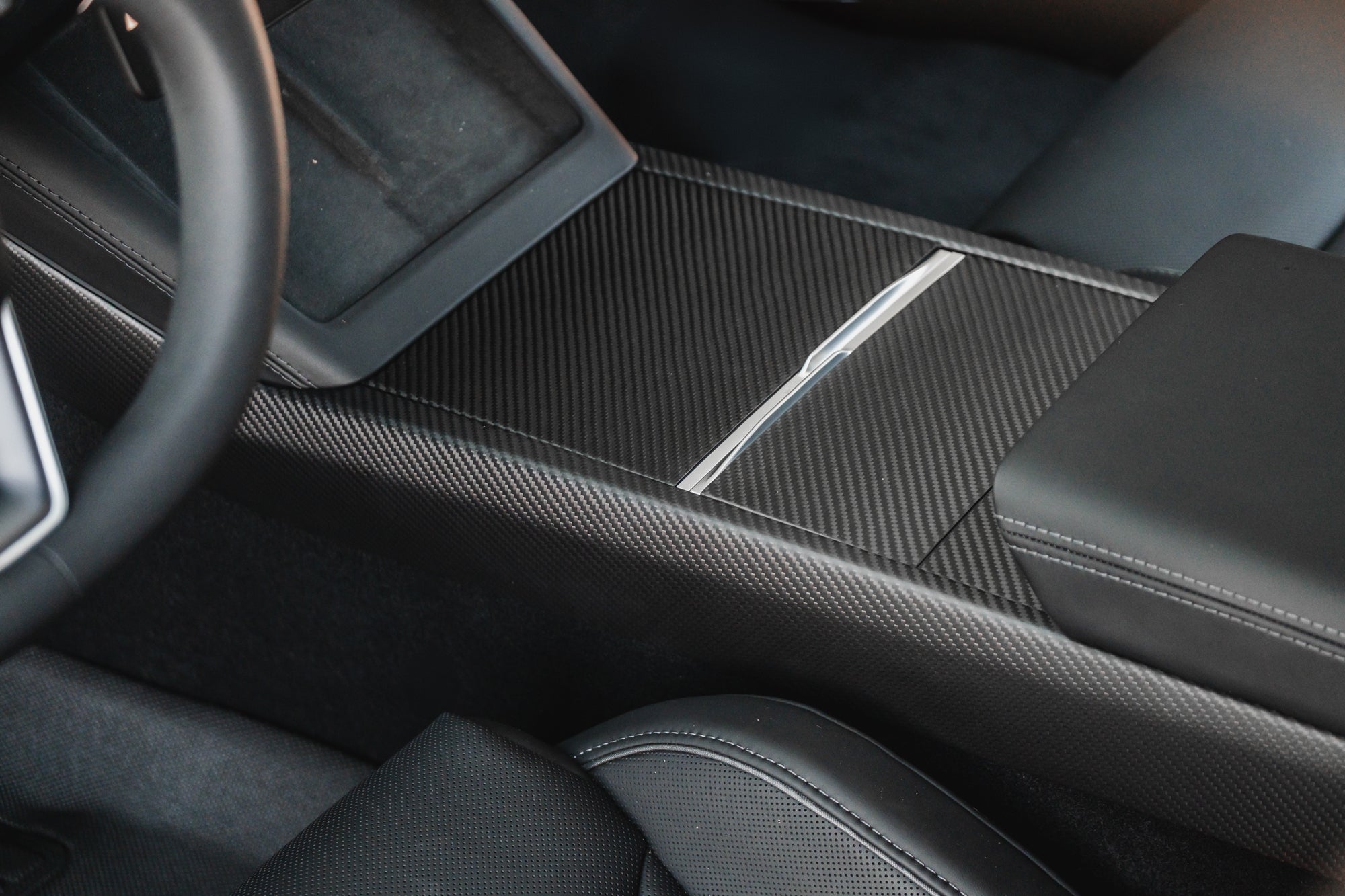 Tesla Model 3 Highland Genuine Dry Carbon Fiber Center Console Covers