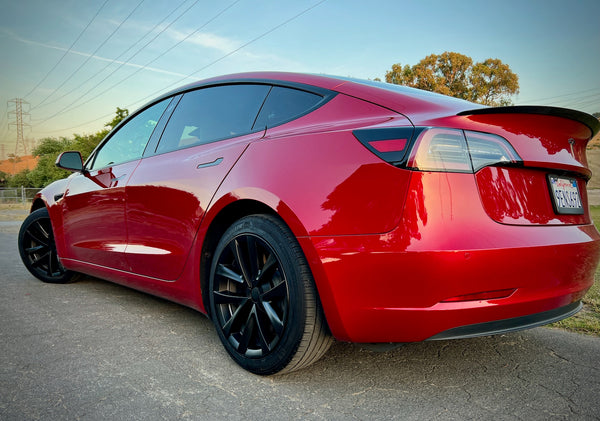 Tesla Model 3 Matte Black (18-in) Arachnid Plaid Wheel Cover Set