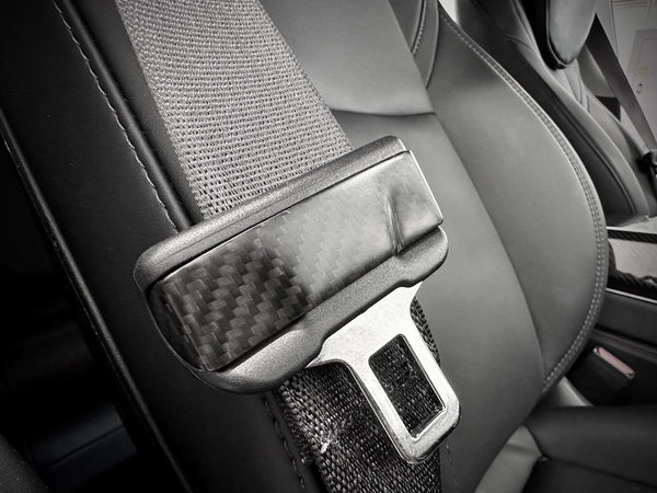 Tesla Model Y & 3 Real Carbon Fiber Seat Belt Fascia Cover (2pc)