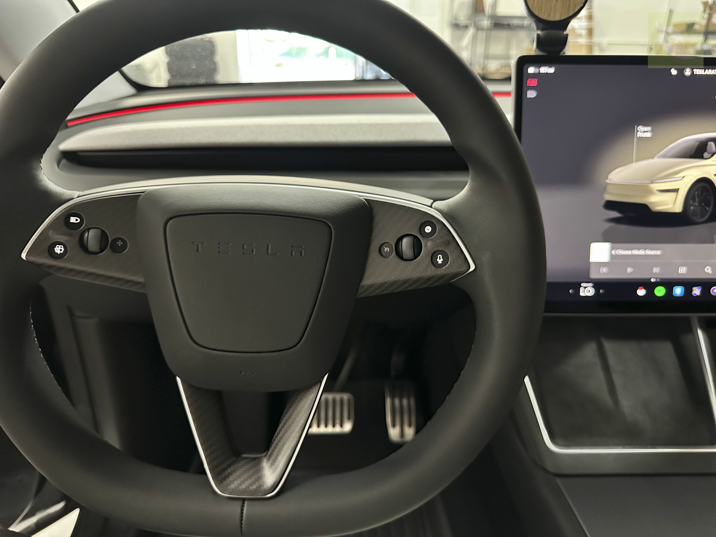 Tesla Model Y Carbon Fiber Steering Wheel Accents