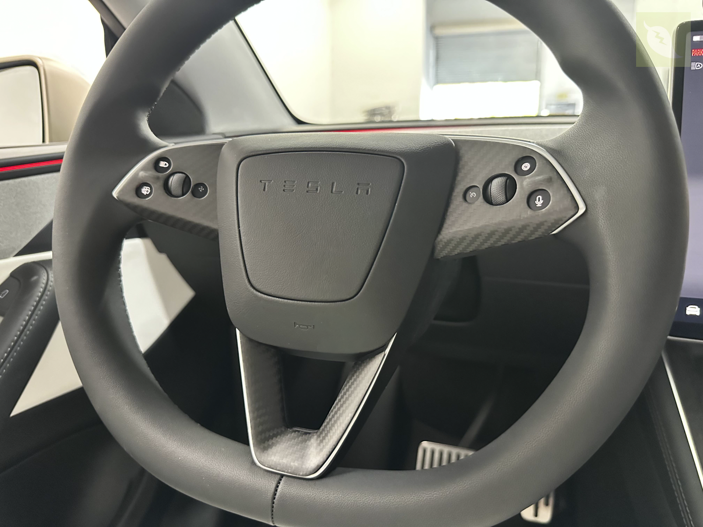 Tesla Model Y Carbon Fiber Steering Wheel Accents