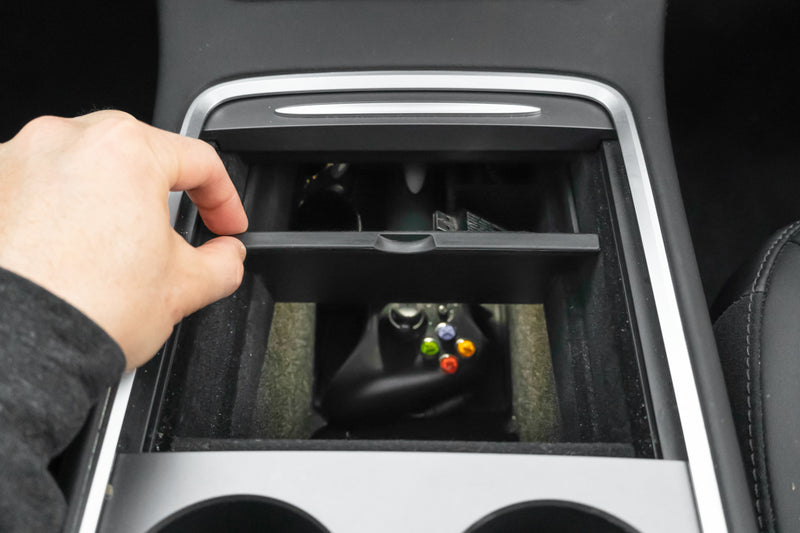Upgraded Tesla Model 3 Y Center Console Organizer Tray Box Black -  EVBASE-Premium EV&Tesla Accessories