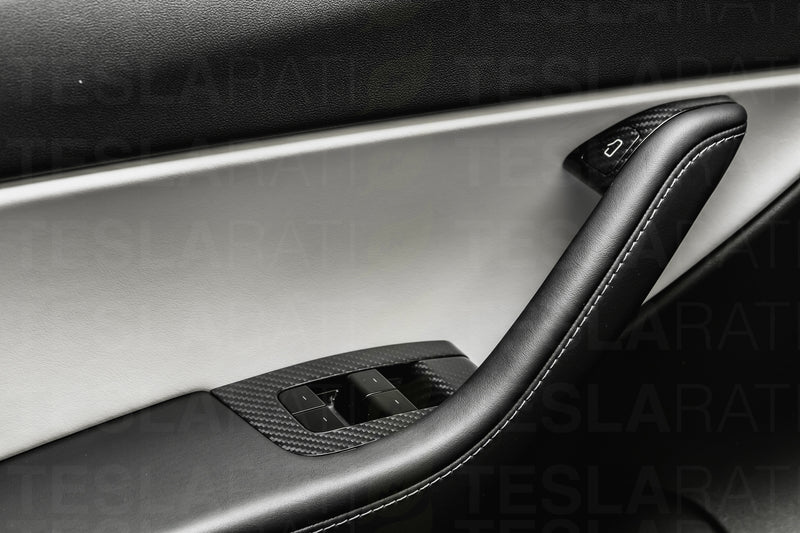Tesla Model 3 & Y Genuine Carbon Fiber Door/Window Switch Panel Covers (14pcs)