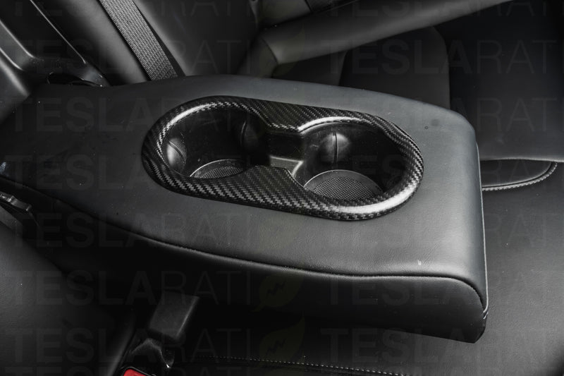 Tesla Model 3 Genuine Carbon Fiber Backseat Cup Holders Cover – TESLARATI  Marketplace