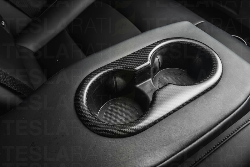 Tesla Model 3 Genuine Carbon Fiber Backseat Cup Holders Cover