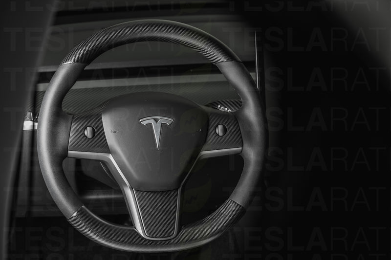 Tesla  Model 3 & Y Carbon Fiber Steering Wheel Button Covers (100% Real)