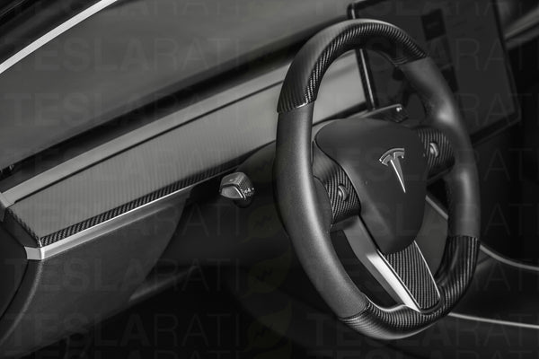 Tesla Model 3 & Y Genuine Carbon Fiber Steering Wheel Caps (2-pc)
