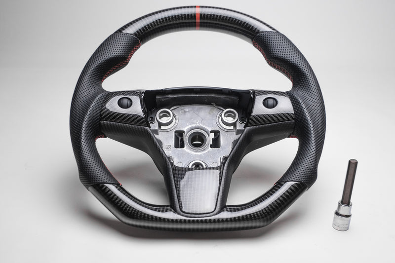Tesla Model 3 & Y Genuine Carbon Fiber Steering Wheel
