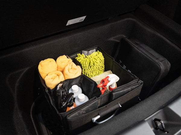 Tesla Model Y trunk side storage compartments with lid - 4 pieces set –  E-Mobility Shop
